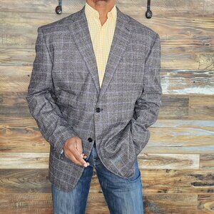 Insomnia Handmade in Italy 100% Wool Plaid Dual Vent Blazer Sport Jacket 50L